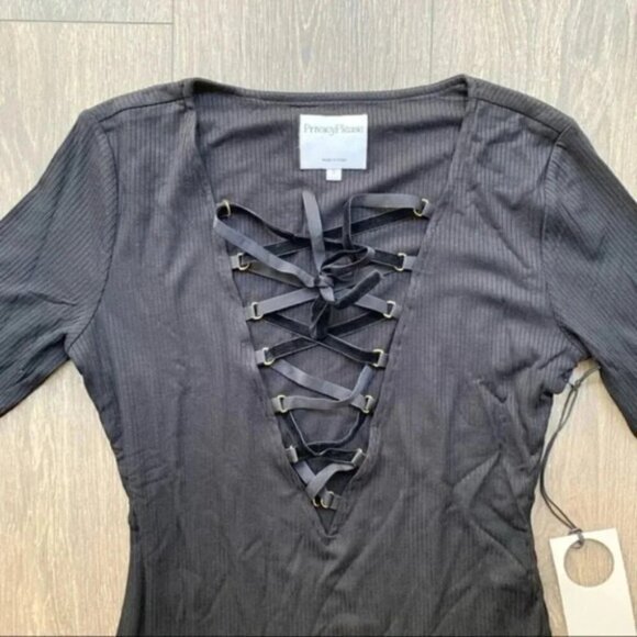 REVOLVE Privacy Please Women's Glendale Mini Dress Long Sleeve Lace up front XS - Picture 9 of 15